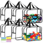 6 Packs Extra Large Toy Storage Bags 12.6  9.25  6.9In With Labels, Reusable Clear Pvc Board Game Storage, Travel Waterproof Org