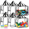 6 Packs Extra Large Toy Storage Bags 12.6  9.25  6.9In With Labels, Reusable Clear Pvc Board Game Storage, Travel Waterproof Org