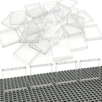 Zhx 30Pcs Clear Transparent Window House Building Brick Toy Classic Flat Plates Pieces And Parts Block Compatible With Major Brands (White)