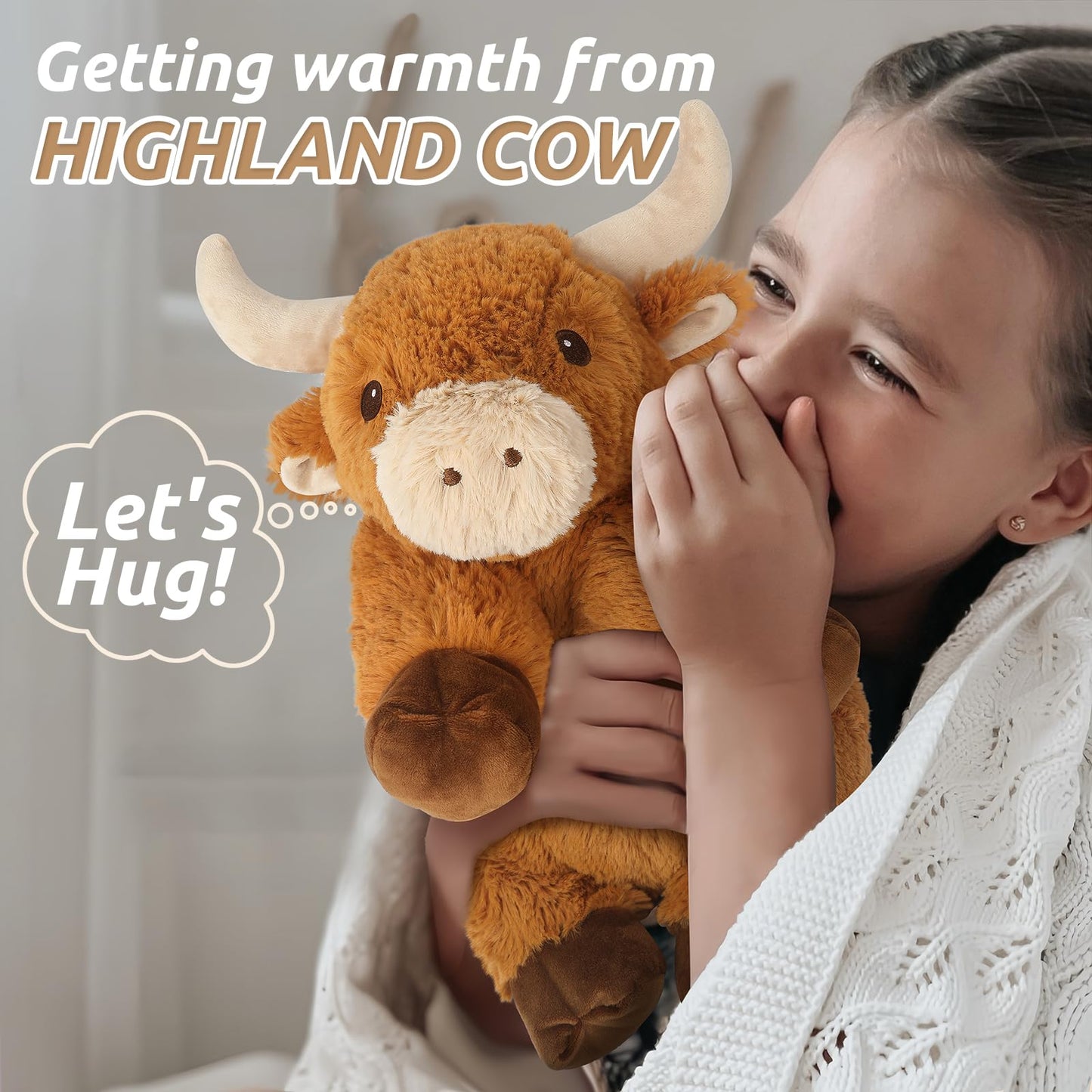 Cuckool Warmable Bull Cow Stuffed Animal - Microwavable Heating Pad, Lavender Scented, Brown, Model LT-Bull for Cramps & Anxiety Relief