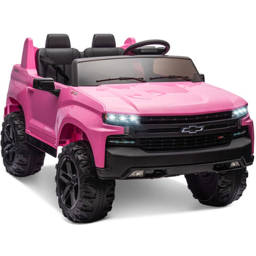 24V Ride On Toy For Big Kids With Remote Control,Licensed Chevrolet Silverado Electric Car For Kids,2 Seater,Faster 2.5-5 Mph,So