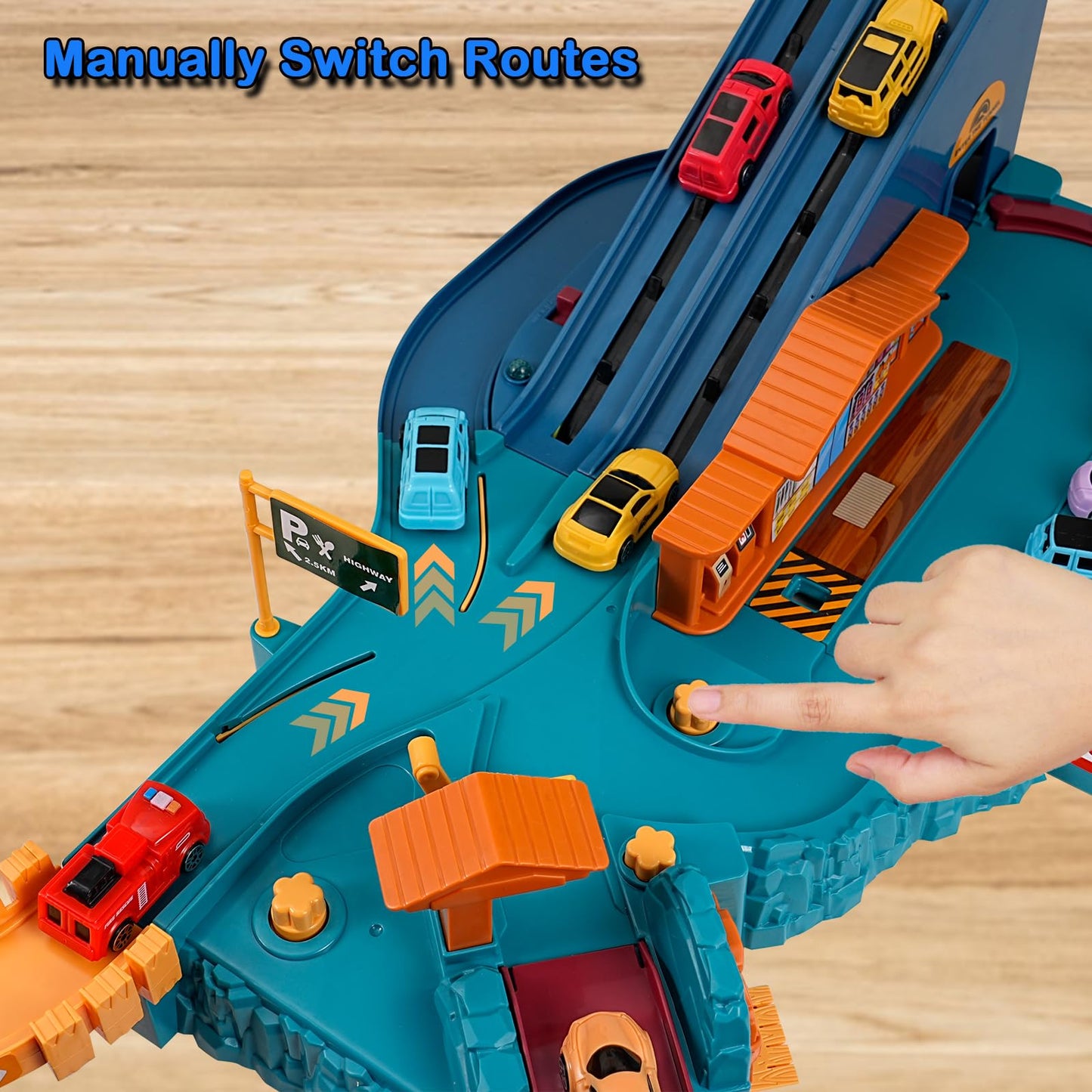 MAKUQI Toy Car Ramp Track Set with 12 Mini Racer Cars, Large Plastic, City Model