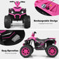 Olakids 12V Kids Ride On Atv, 4 Wheeler Electric Vehicle For Toddlers, Battery Powered Motorized Quad Toy Car For Boys Girls With Led Lights, Music, Horn, High Low Speed, Soft Start (Pink)