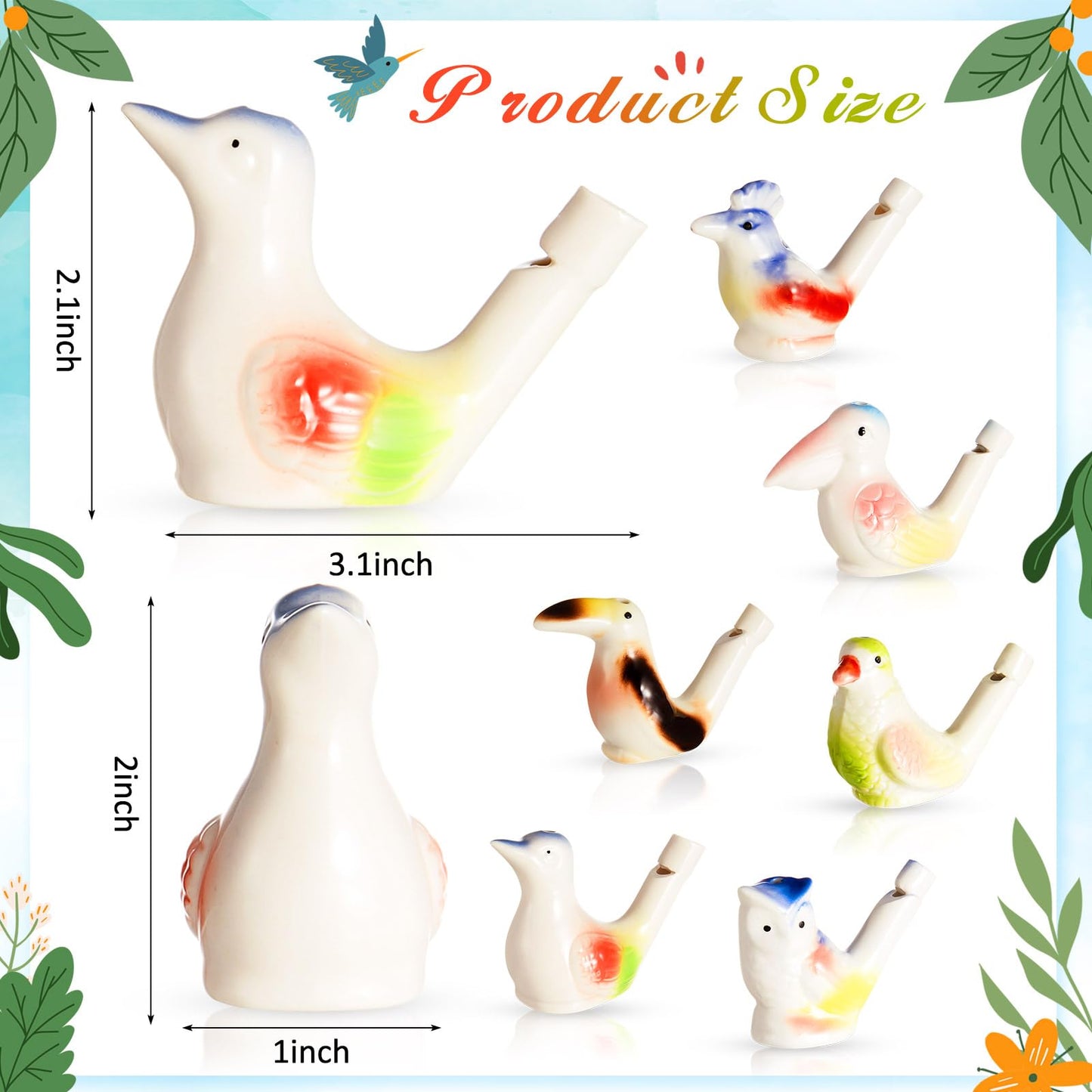 Gejoy 6 Pcs Bird Whistles Bird Water Whistles Porcelain Bird Call Whistle Colorful Ceramic Bird Whistles Toys for Kids Adults Bi