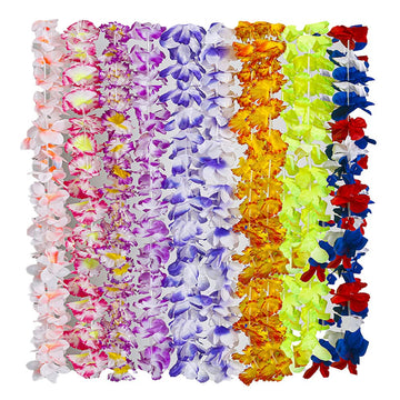 Hawaiian Leis 100pcs, Luau Birthday Party Decorations, Hawaiian Necklace Silk Flower leis for Luau Beach Birthday Party Decorati