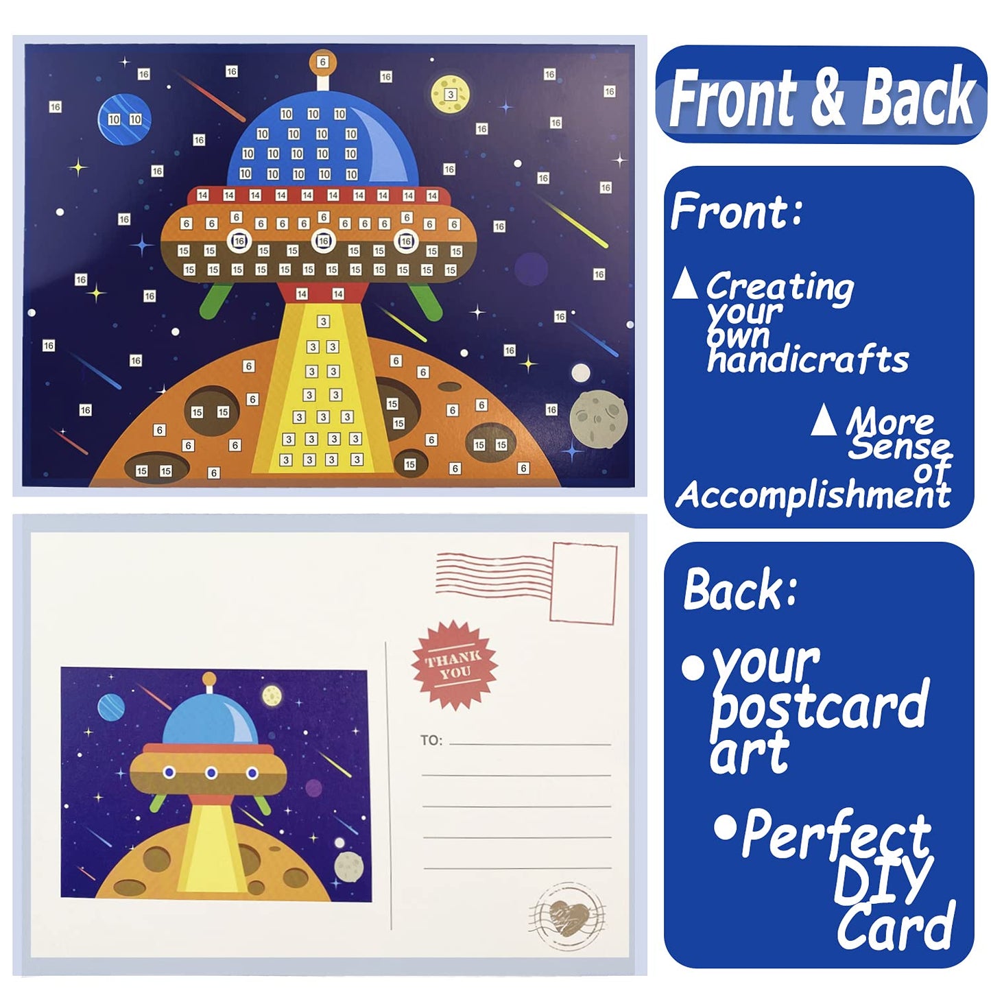 LZHZH Mosaic Sticker Art Sticky DIY Handmade Art Kits for Kids - Sunflower, Butterfly, Sailboat, Woodpecker, hot air Balloon, Ai