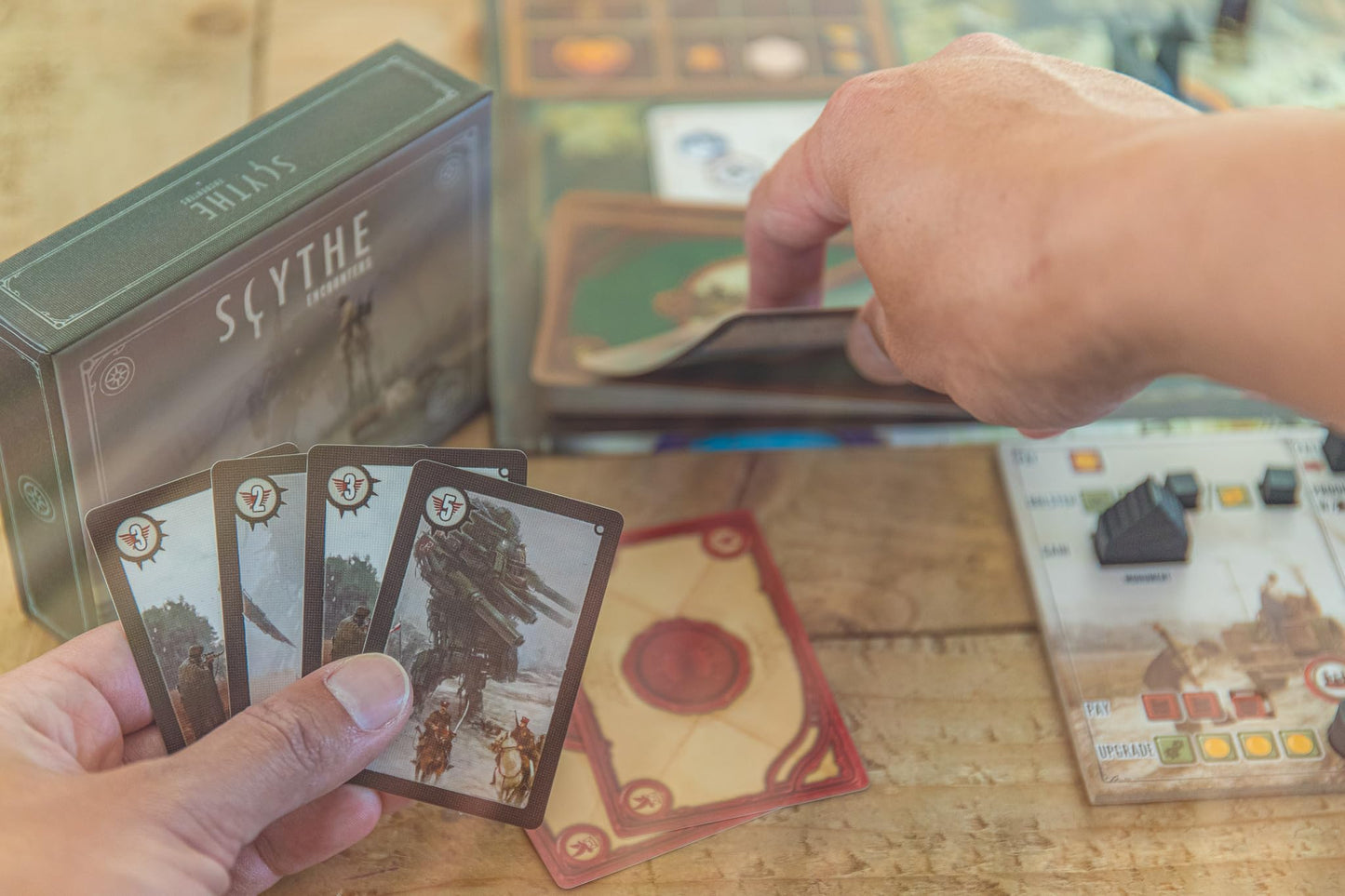 Stonemaier Games: Scythe Encounters Expansion | Add To Scythe (Base Game) | 32 New Encounter Cards | Ages 14+, 1-5 Players, 115 Mins