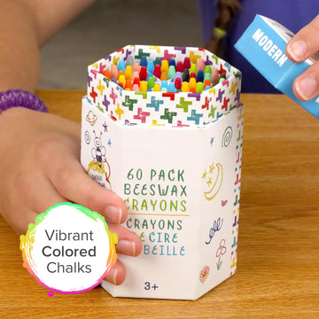 Kid Made Modern Beeswax Crayons For Toddlers & Kids (8 Pieces) - Coloring Non Toxic Crayons With Case (Ages 3+)