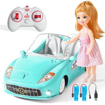 UMONIE Remote Control Car, RC Cars for Girls, Rechargeable RC Racing, 1:18 Scale 2.4Ghz RC Car Toy for Kids with Doll, Rc Toys C