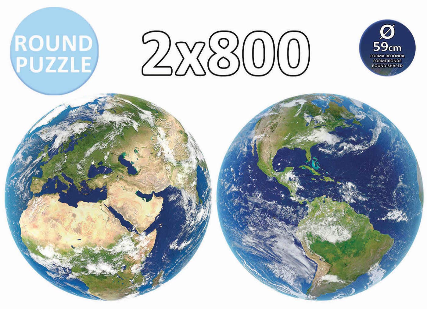 Educa Round Planet Earth Puzzles - 2 x 800 Pieces, Multicolour, Model 19039, Cardboard