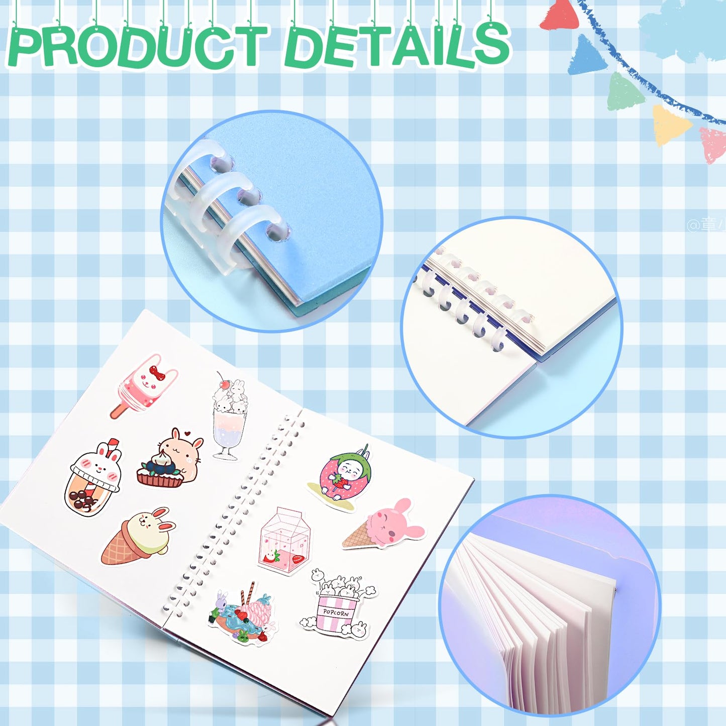 4 Pieces Sticker Collecting Book Album Reusable Sticker Book With A Plastic Spatula And Tweezer A5 Size 8.3'' X 5.8'' Christmas