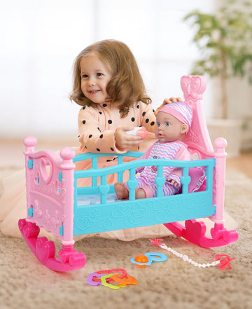 Gagaku Baby Doll Set,12' Doll Toys With Crib Bed,22Pcs Baby Doll Accessories Doll Care Playset Includ Cradle Crib, Diaper,Feeding Set,Baby Gift For 3+ Year Old Girls Boys
