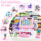 PLAY Kids Cash Register Toy - Pretend Play Calculator Register Toys with Microphone/Conveyors/Play Money/Scanner/Credit Card/Can