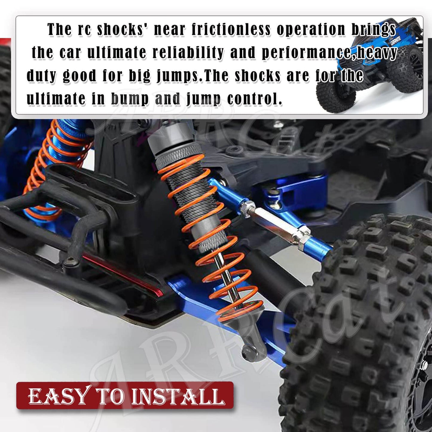 ARRCat 2PCS Front Shocks Upgrade Parts for 1/10 Arrma Bigrock 4X4 Granite 4X4 Senton 4X4 Vorteks 4X4 Typhon 4X4 RC Truck,Full Al