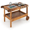 Costzon Mud Kitchen, Outdoor Play Kitchen With Sink, Faucet, Stoves And Cooking Accessories, Storage Shelf, Toddler Wooden Rolli