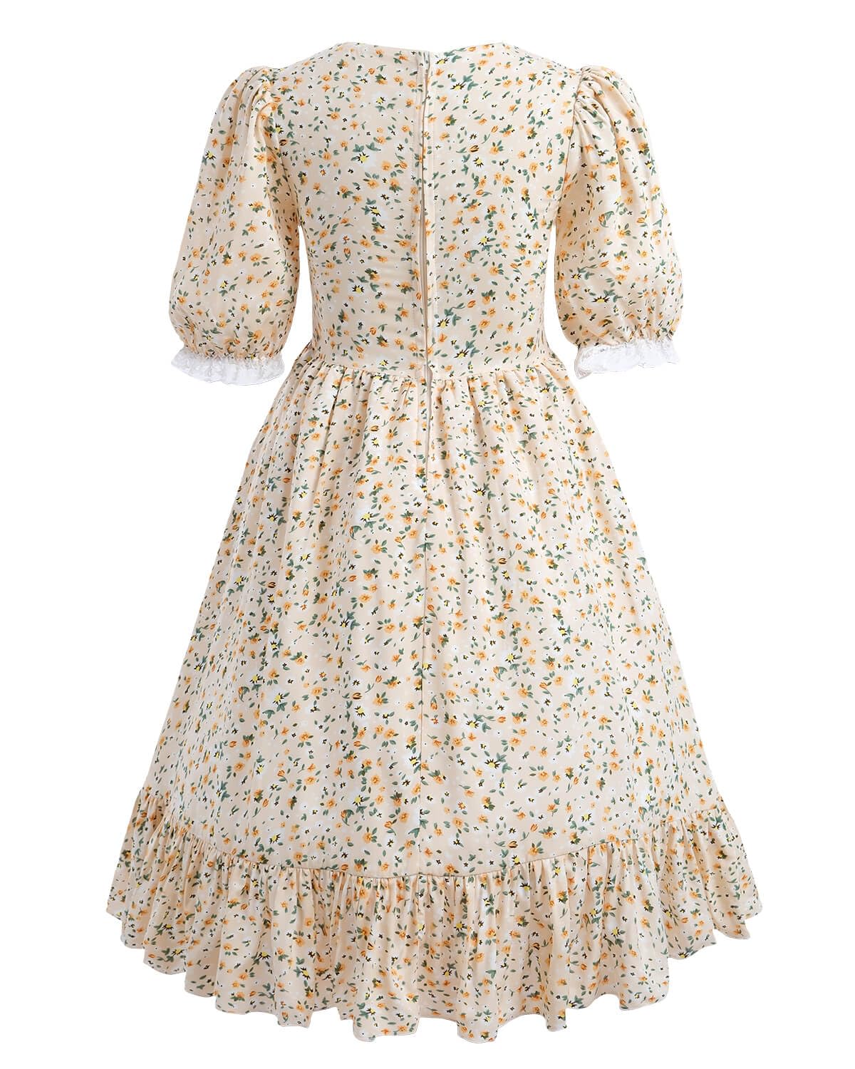 Nuoqi Prairie Dresses For Girls, Pioneer Girl Costume Girls Colonial Dress Girls 8-9, Orange Pink, Large