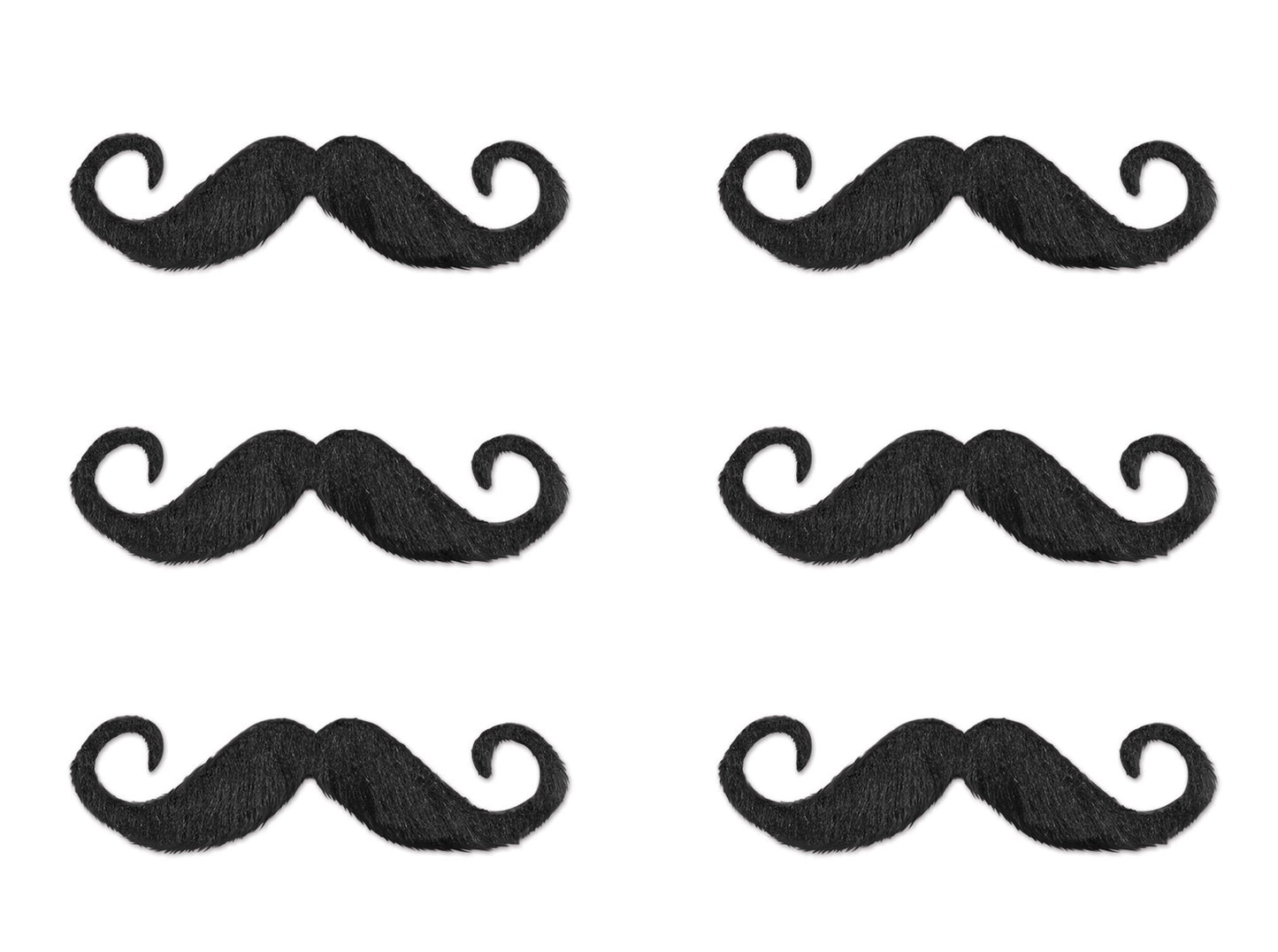 Beistle , 6 Piece Handlebar Hairy Staches, 5 (Black)