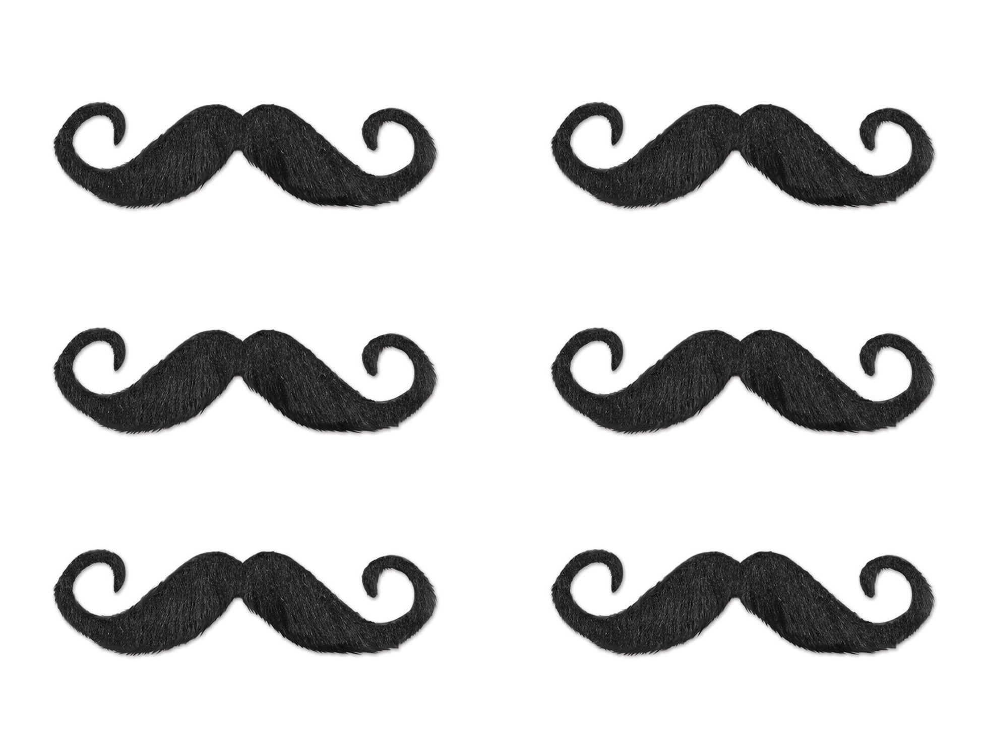 Beistle , 6 Piece Handlebar Hairy Staches, 5 (Black)