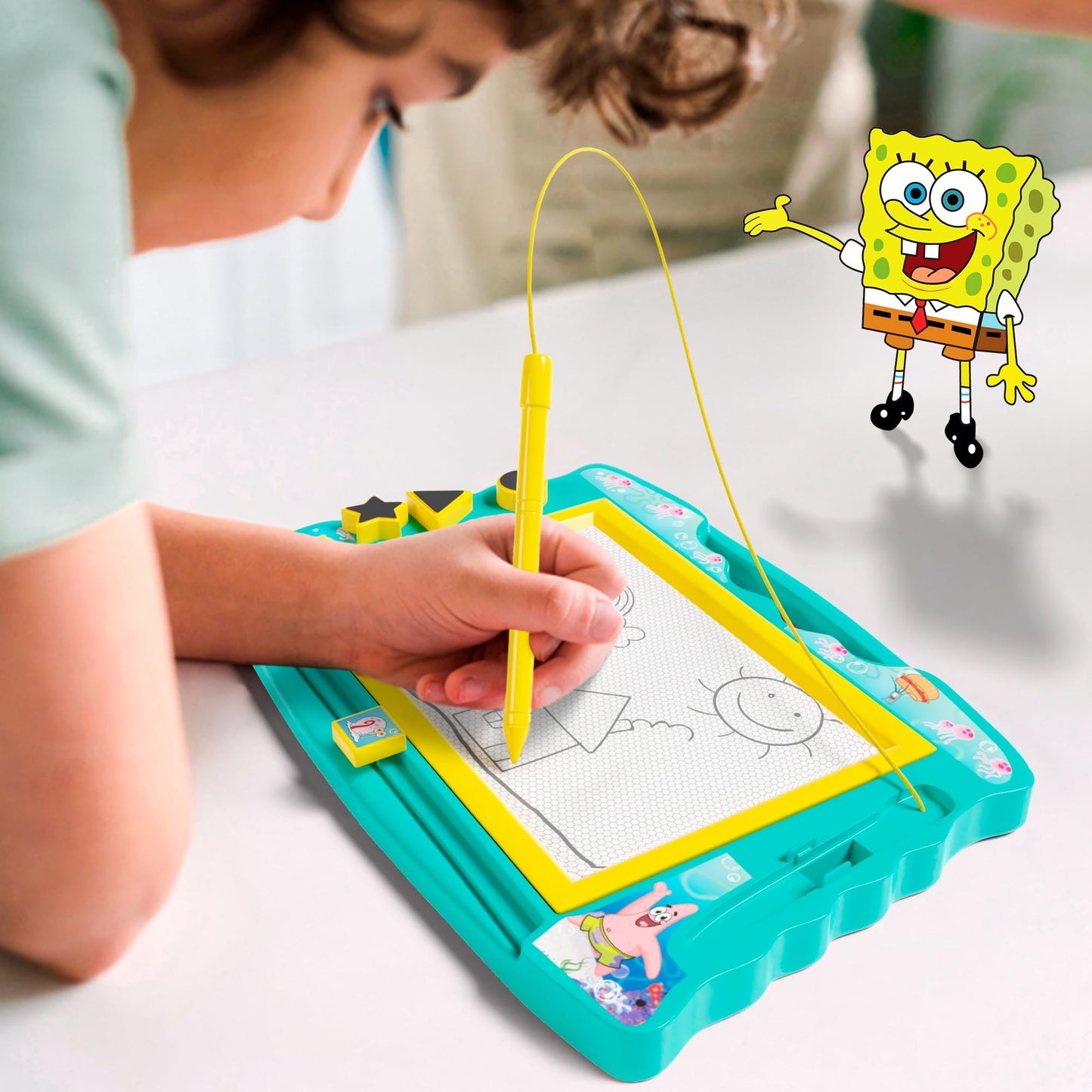 SpongeBob Squarepants Magnetic Drawing Board with Stylus and 3 Stamps, for Boys or Girls