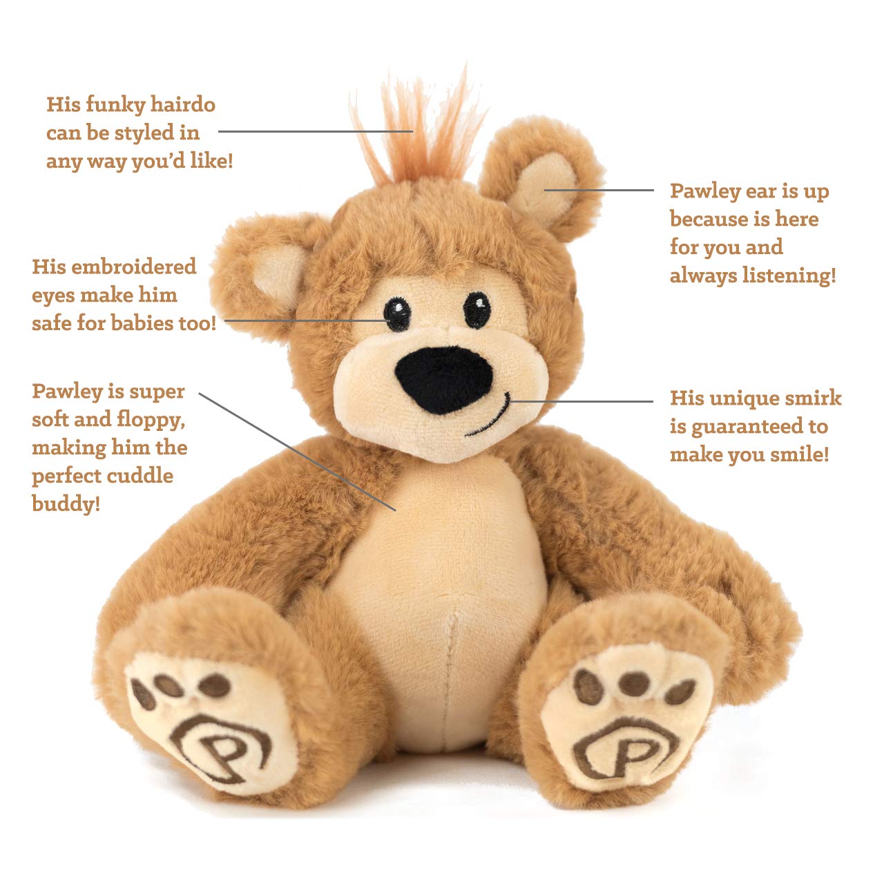 Plushible Pawley The Teddy Bear Stuffed Animal - Plush Stuffed Animal With Embroidered Details - Soft & Snuggly Stuffed Animals