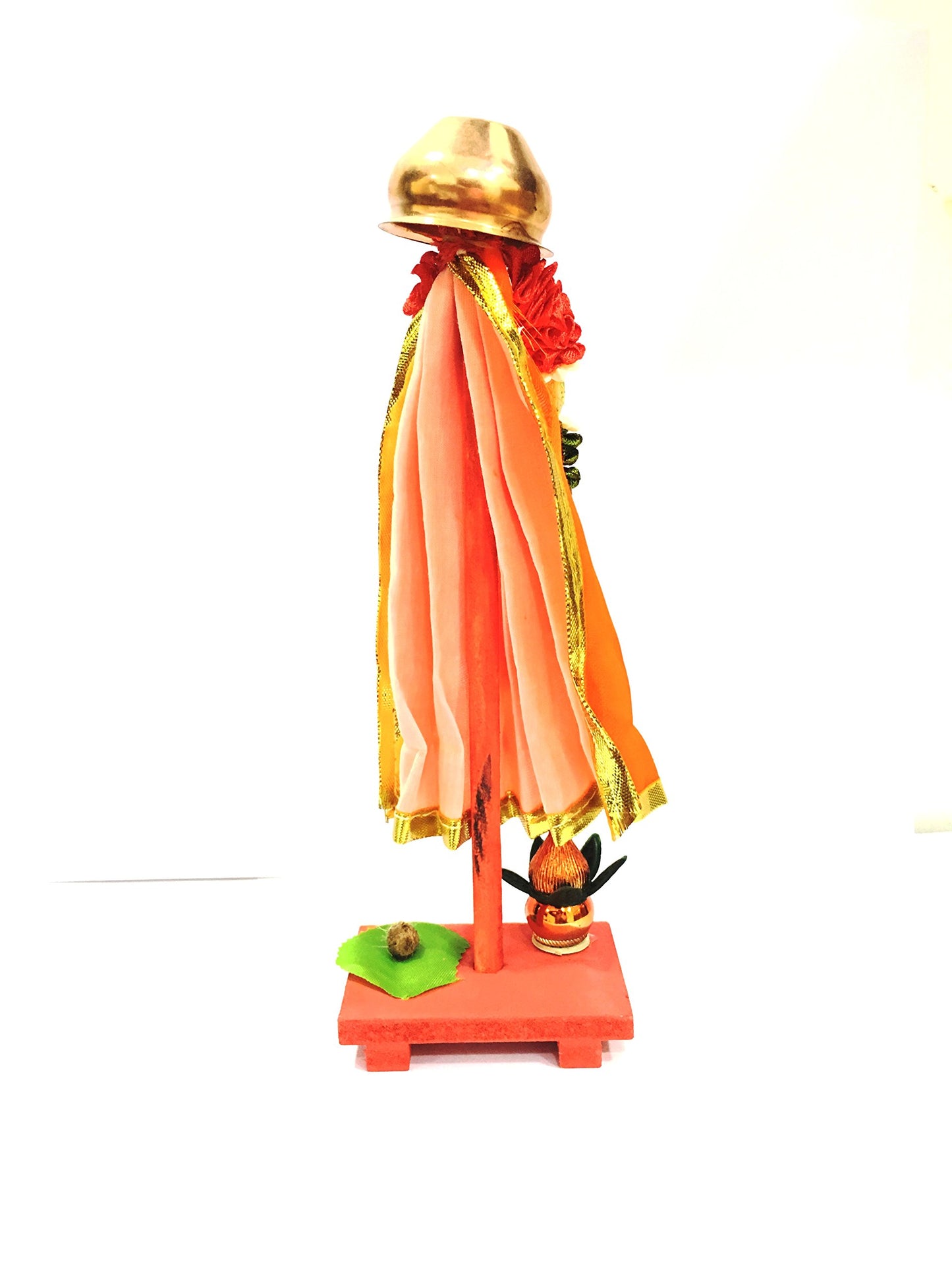 Itiha Orange Gudi Showpiece for Gudi Padwa, Return Gift, Housewarming, and Diwali Gift- 11 inch, Wood