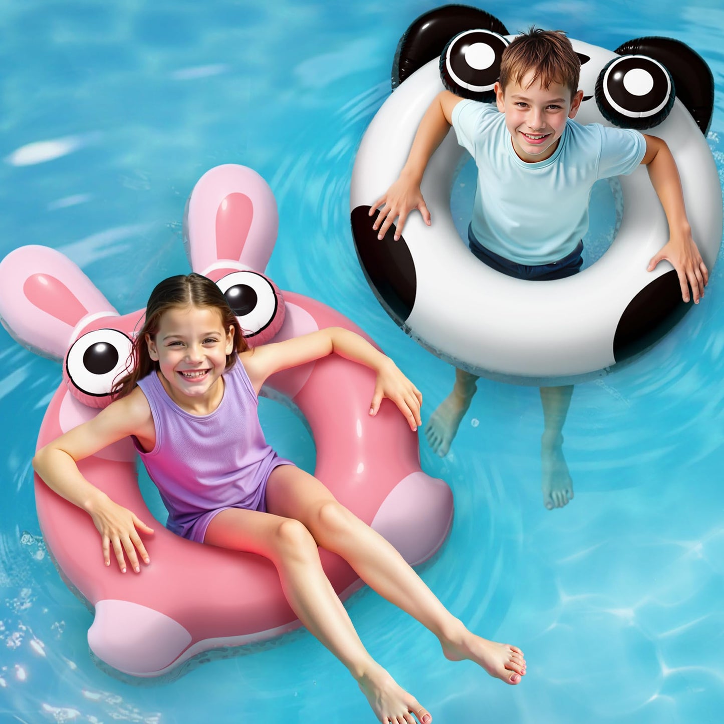 Pool Wave Kids Swim Ring Pool Floats, Toddler Inflatable Animal Swimming Tube Floaties, Outdoor Water Floating Toy, Summer Famil