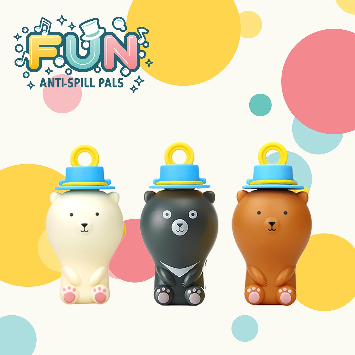 Tiny Bear Bubble Blower Set For Babies And Toddlers, Includes Solution And Wands, Safety Buckle Necklace