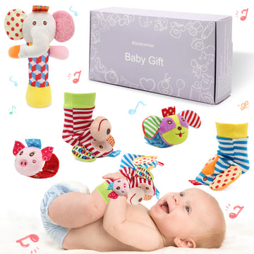 Bloobloomax Wrist Rattles Foot Finder Rattle Sock Baby Toy, Rattle Toy, Arm Hand Bracelet Rattle, Feet Leg Ankle Socks, Activity