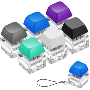 Taiyin 6 Pcs Keyboard Fidget Toy Fidget Clicker Keyboard Keychain Decompression Toys Button Stress Relief Gifts for mature-themed to Relief Stress Pass The Time(Simple Colors)