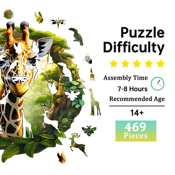 Jigfoxy Wooden Puzzles for mature-themeds  Giraffe Wood Puzzles mature-themed  Unique Animal Shape Wooden Jigsaw Puzzles  Birthday Gifts for Puzzles Lovers Family Friend (XL-17.3 * 16in-469pcs)