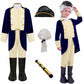 Yunsuelo George Washington Costume For Boys, Kids George Washington Costume With Wig Halloween Alexander Hamilton Colonial Costu