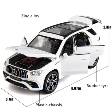 WAKAKAC Benz GLE63S AMG Model Car 1/32 Alloy Diecast Pull Back Toy Car with Light and Sound Model Vehicle for Boys Girls Gift(Wh