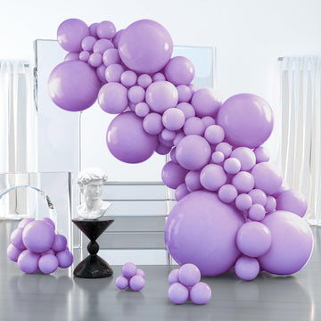 Partywoo Pastel Purple Balloons, 127 Pcs Pale Lavender Balloons Different Sizes Pack Of 36 Inch 18 Inch 12 Inch 10 Inch 5 Inch Lilac Balloons For Balloon Garland Arch As Party Decorations, Purple-Q10