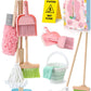 Lonico Wooden Kids Cleaning Toy Set For Toddlers Mop Broom And Dustpan Set, 12 Pcs Detachable Housekeeping Playset With Bucket D