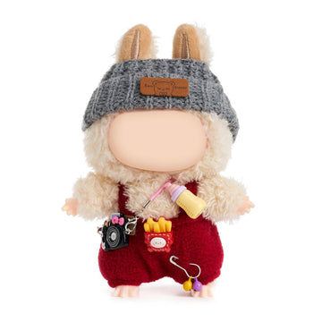 QIUTIMIY Clothes for Doll 17cm Doll Clothes 3-Piece-red-Set Doll Clothes enhanced Doll Outfit with Accessories-Overall+Hat+Camera(NO Doll Included)