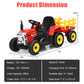 Costzon Ride On Tractor With Detachable Trailer, 12V Kids' Electric Vehicles W/3-Gear-Shift Ground Loader, Wireless Design & Usb, 7 Led Headlights, Remote Control Tractor Toys For Kids 3+ (Red)