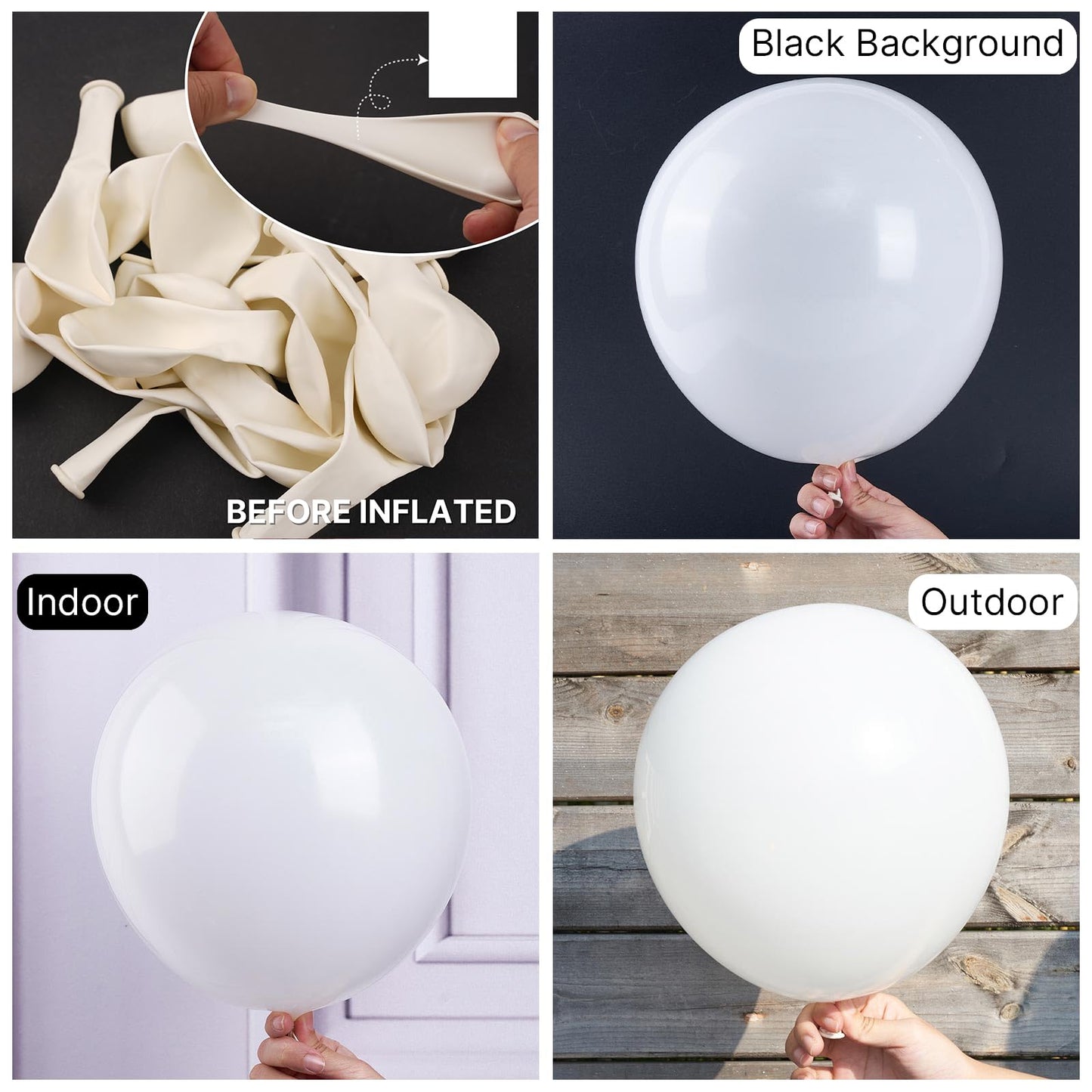 PartyWoo Balloons - 140 pcs Matte White Balloons, 5-18 Inch Sizes, Rubber, Perfect for Garland & Arch Decorations