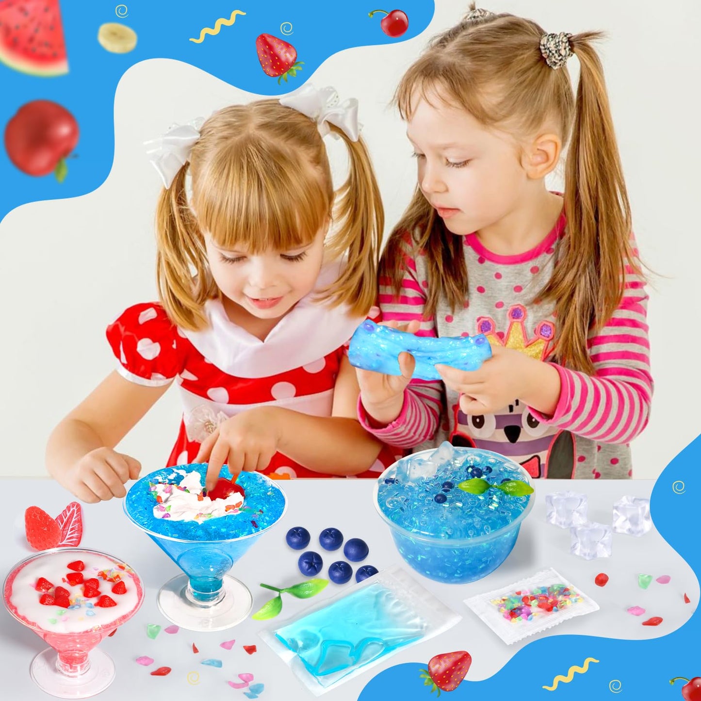 Crunchy Blue Slime(7 oz)  Blueberry Crystal Bingsu Slime  Soft and Non-Sticky  Party Favors Classroom Reward Birthday Gift Food Toys for Kids Girl Boys