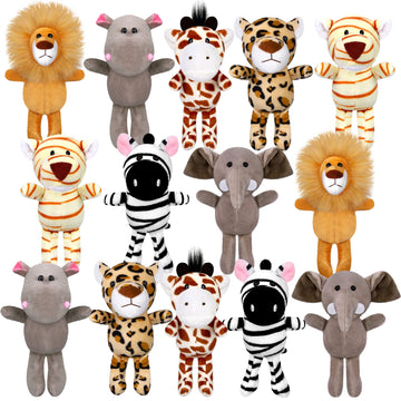 Elcoho 14 Pieces Safari Mini Jungle Animal Plush Toys Small Stuffed Forest Animals Plush Toys 5.9 Inch Keychain Decorations For Animal Themed Parties Goody Bags Filler Favors (Standing)