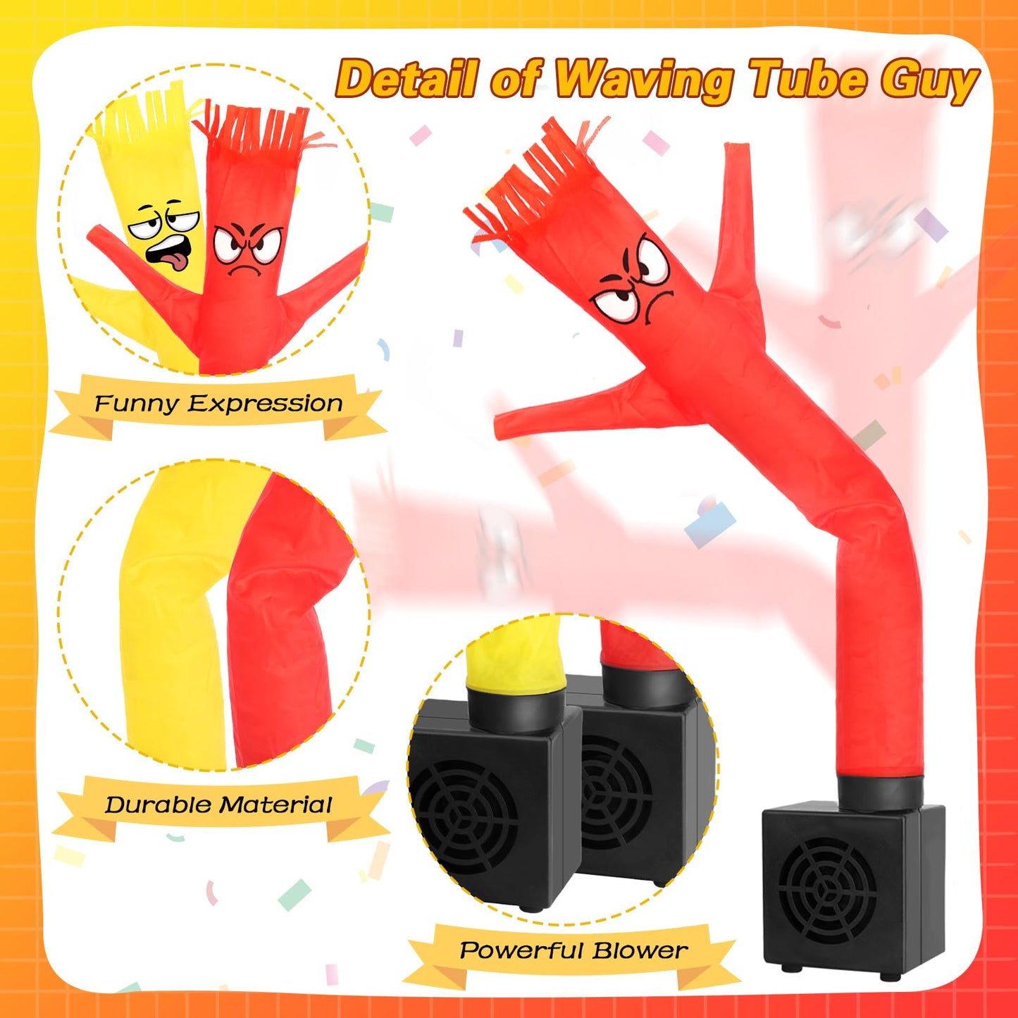 Homqyte Mini Inflatable Tube Man Novelty Gag Gifts Wacky Waving Inflatable Tube Guy Desktop With Blower For Christmas White Elep