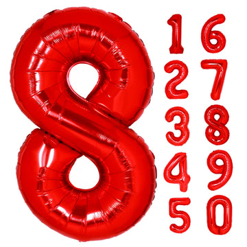 40 Inch Giant Red Number 8 Balloon, Helium Mylar Foil Number Balloons For Birthday Party, 8Th Birthday Decorations For Kids, Ann