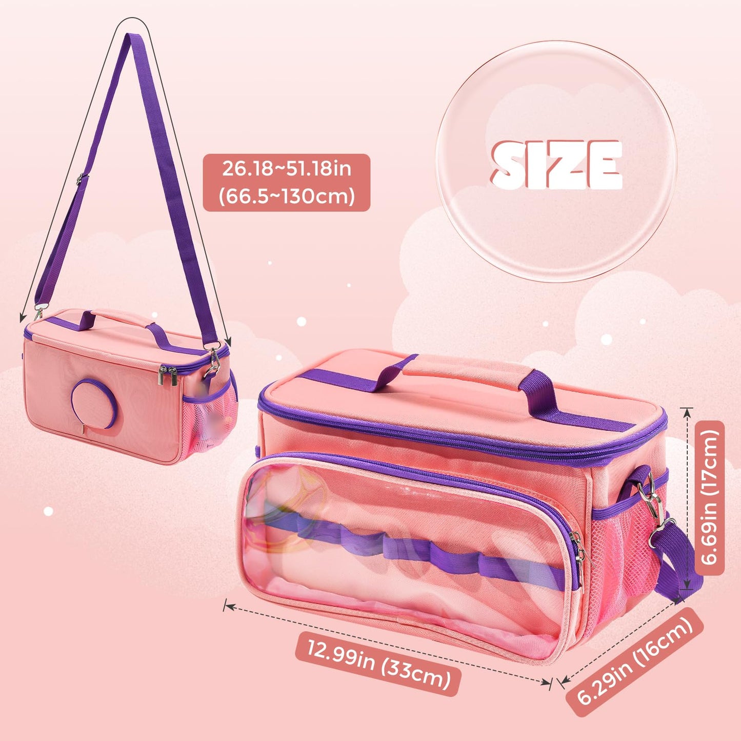 Hautton Carrying Case For Toniebox Starter Set, Portable Travel Carrying Bag For Tonies Audio Player, Tonies Figures, Headphone And Charging Station With Shoulder Strap And Handle -Pink