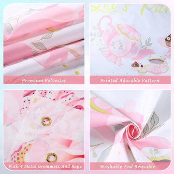 Tegeme Let'S Partea Party Backdrop Tea Party Banner Decorations Background For Baby Shower Birthday Party Photo Prop(White, 6 X
