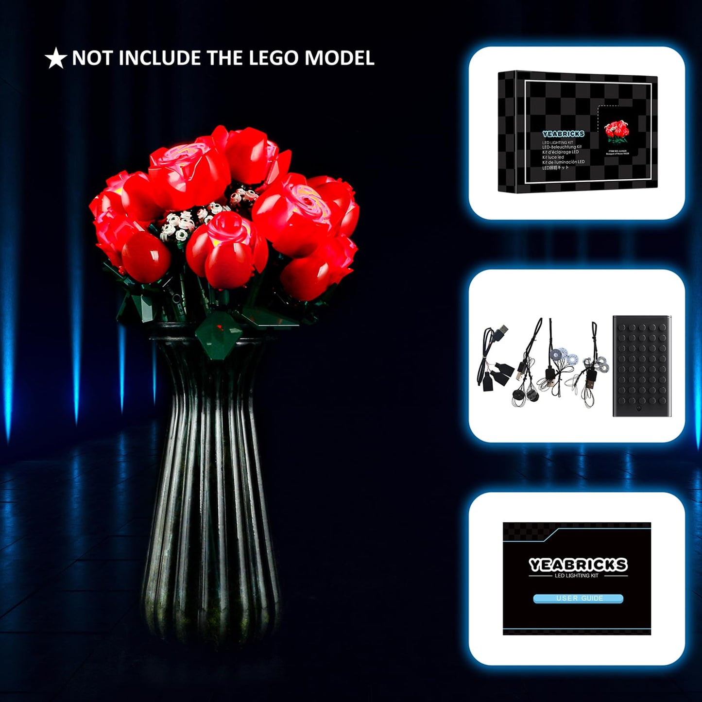 Yeabricks Led Light For Lego-10328 Icons Bouquet Of Roses Building Blocks Model (Lego Set Not Included)