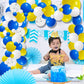 Blue Yellow White Balloon Garland Arch Kit, 116Pcs Royal Blue Yellow White Silver Confetti Balloons For Birthday Bridal Baby Sho