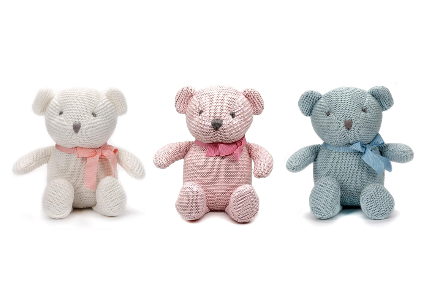 FLUFFYFUN 100% Organic Cotton Baby Teddy Bears Bulk for Baby Shower 6.5 (3pcs/Set)