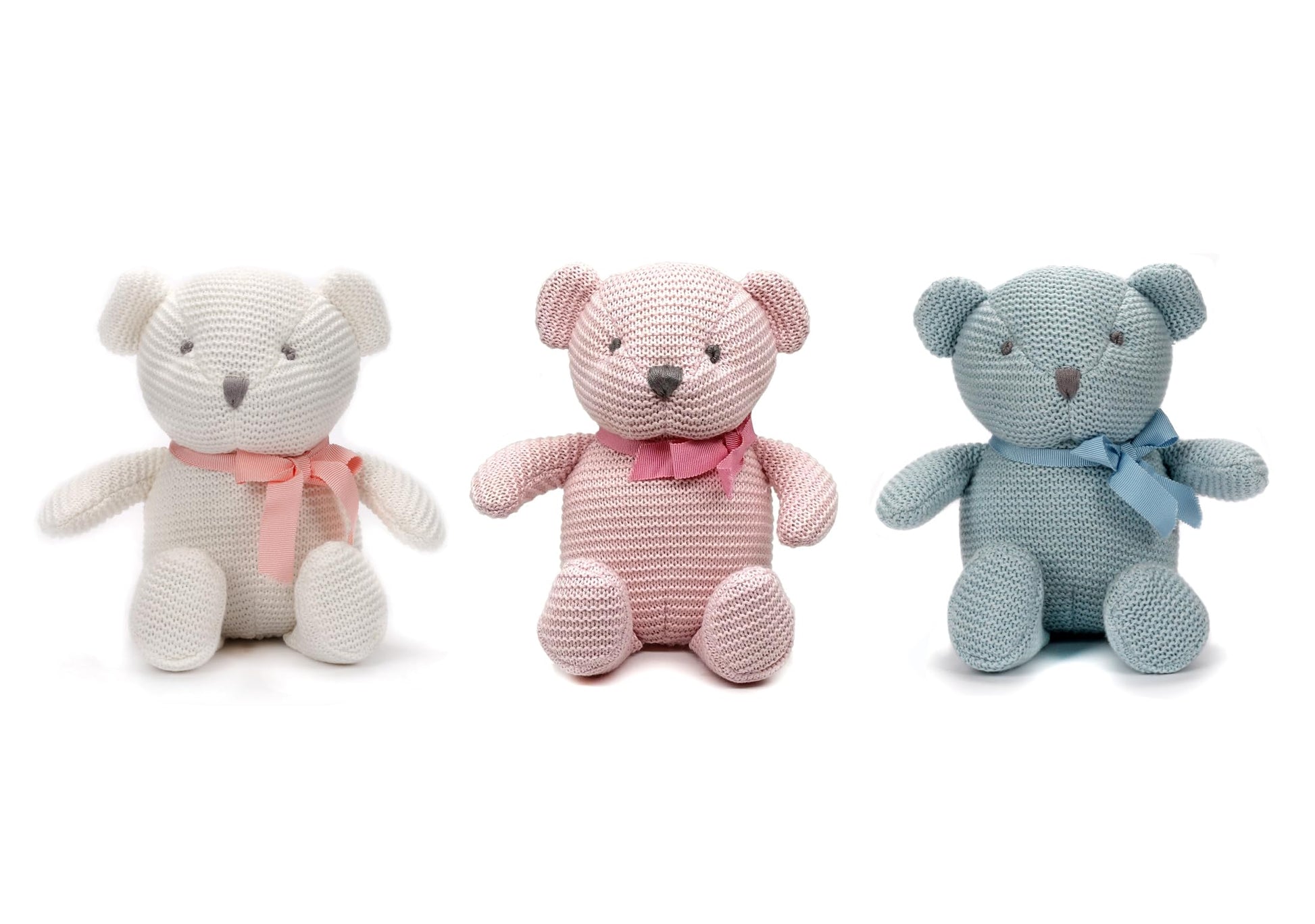 FLUFFYFUN 100% Organic Cotton Baby Teddy Bears Bulk for Baby Shower 6.5 (3pcs/Set)