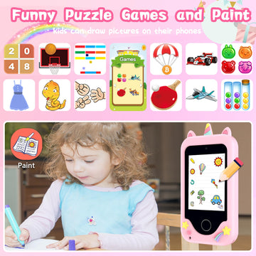 Kids Smart Phone for Girls, Christmas Birthday Gifts for Girls Boys Age 3-10,Kids Gift Toys Cell Phone, Toddler Learning Play To