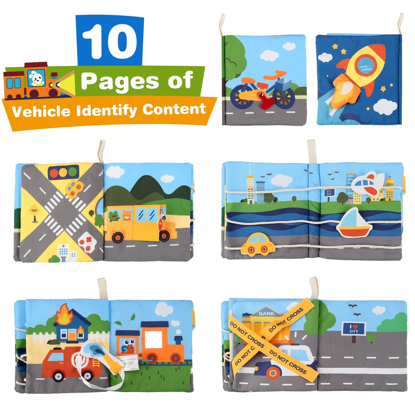 Richgv Baby Books Toys 0-6-12 Months, 3Pcs Baby Valentines Gifts,Touch And Feel Crinkle Books With Dino Doll, Newborn Infant Car