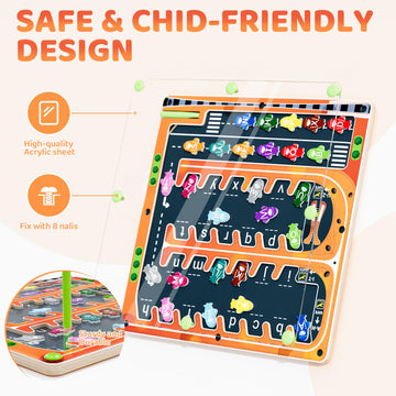 zhiwuzhu Magnetic Alphabet Maze,Montessori Magnetic Maze Board (Airplane)